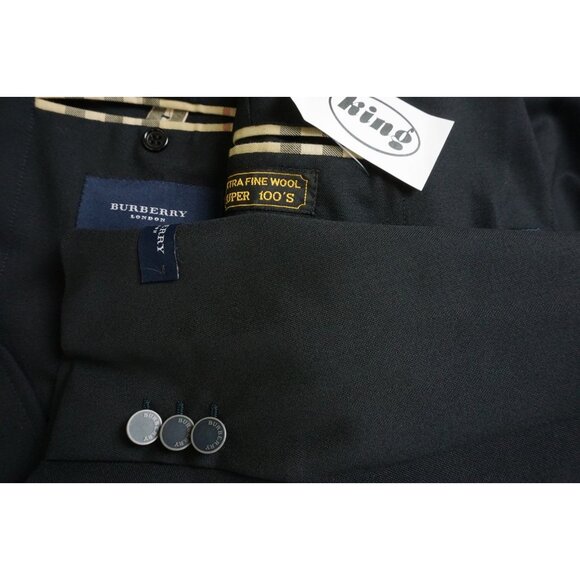 Burberry London Navy Blue Metal Button S100s Wool Sport Coat Jacket 46R NEW